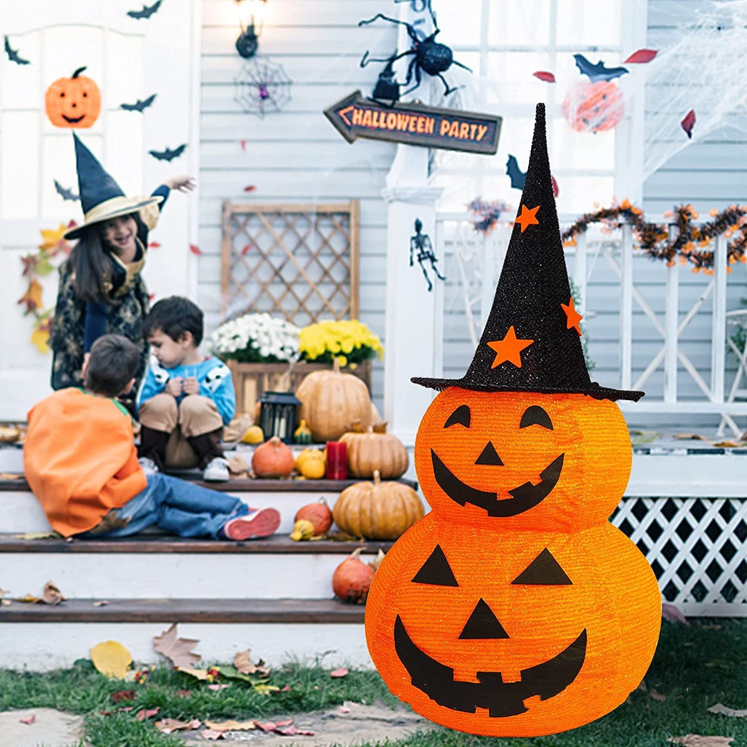 50 Lights 3 Feet Halloween Pumpkin Folding Lantern