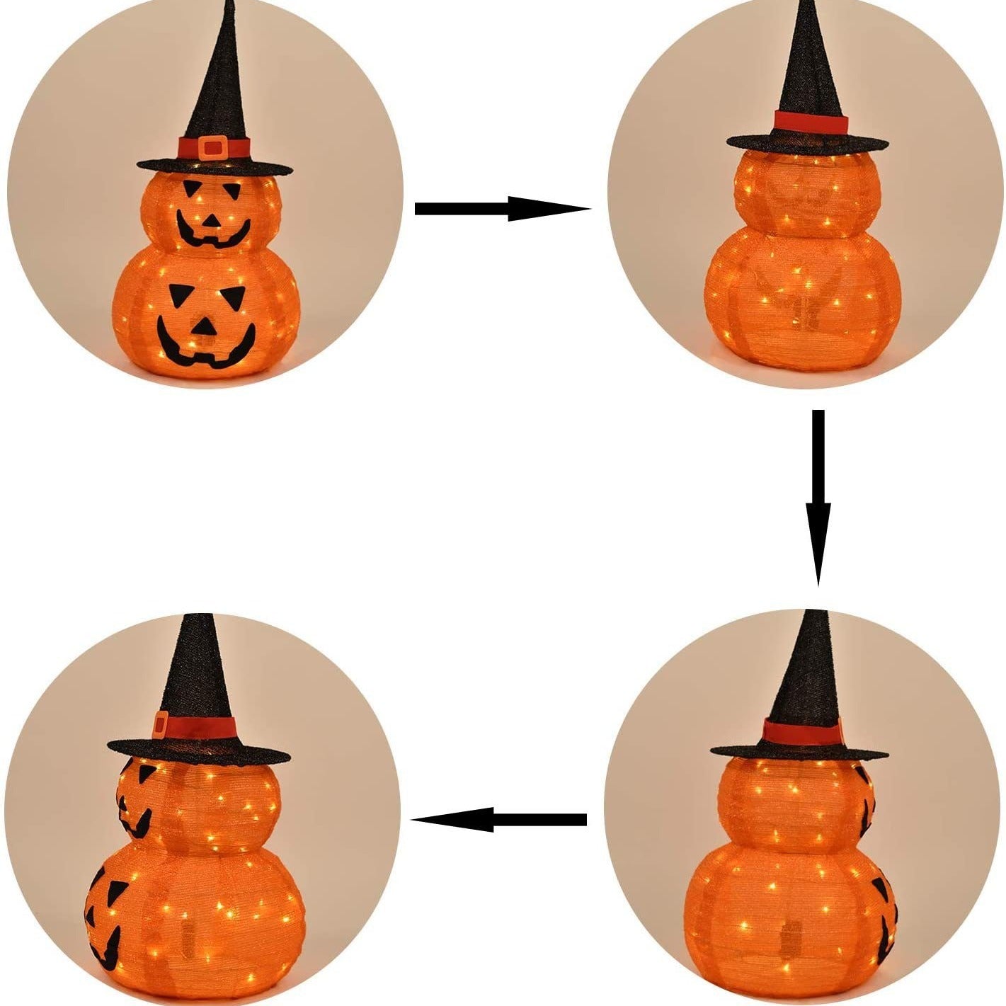 50 Lights 3 Feet Halloween Pumpkin Folding Lantern